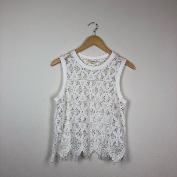 Anthropologie Deletta Scalloped Lace Tank Size S - Picture 2 of 7